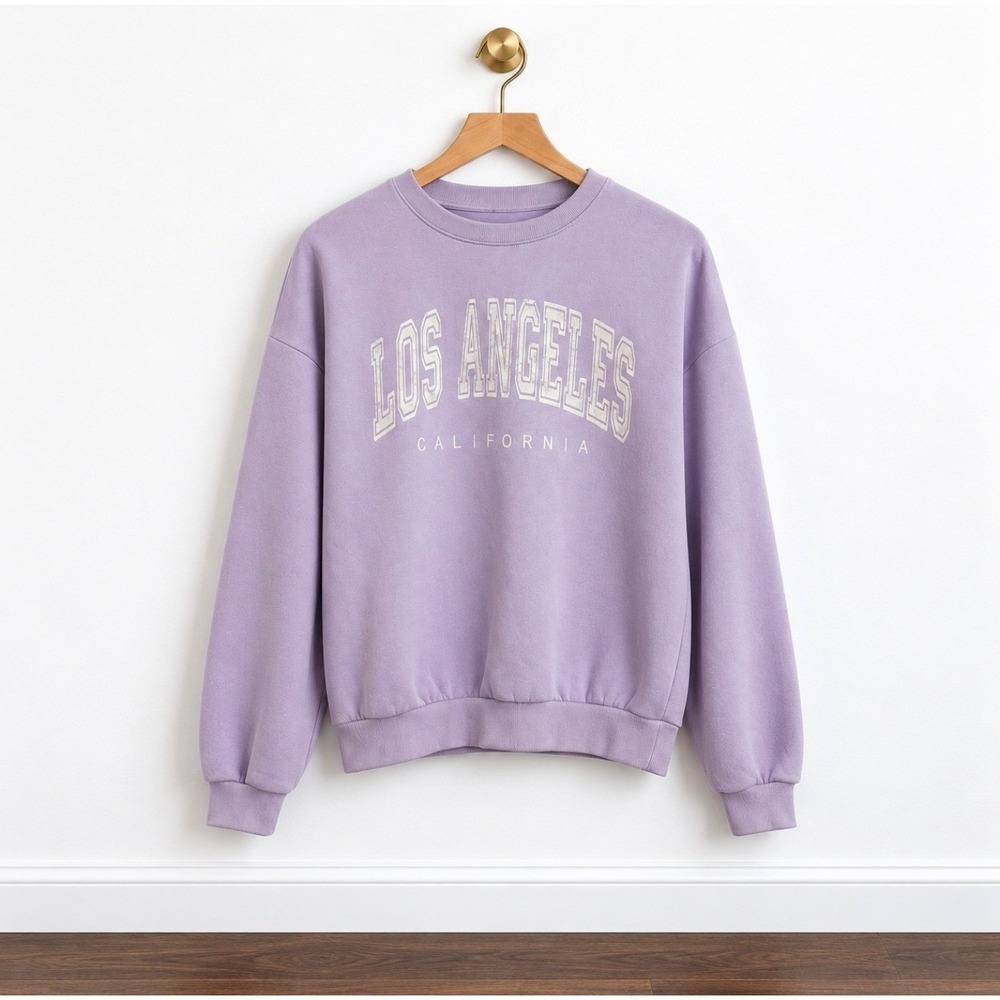 Los Angeles California Graphic Crewneck Sweatshirt Lavender Purple Pullover